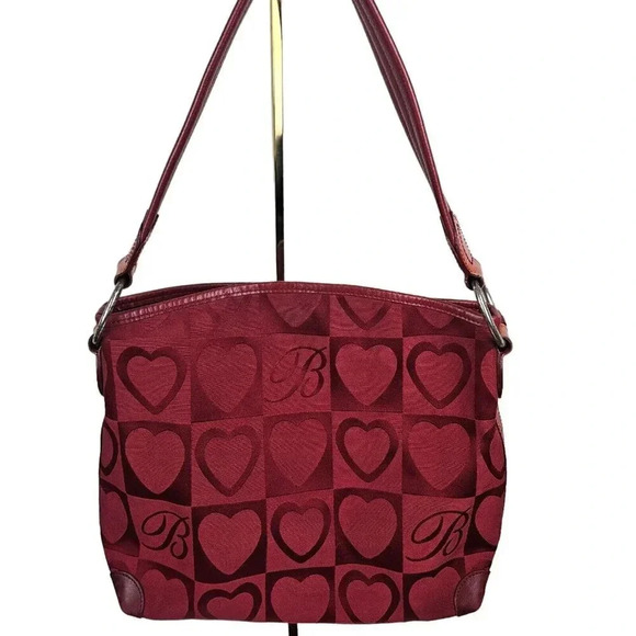 Brighton D962190 Red Canvas Heart Pattern Purse Handbag Shoulder Bag - Picture 9 of 9